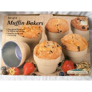 Vintage Hearthstone set of 6 flower pot muffin bakers